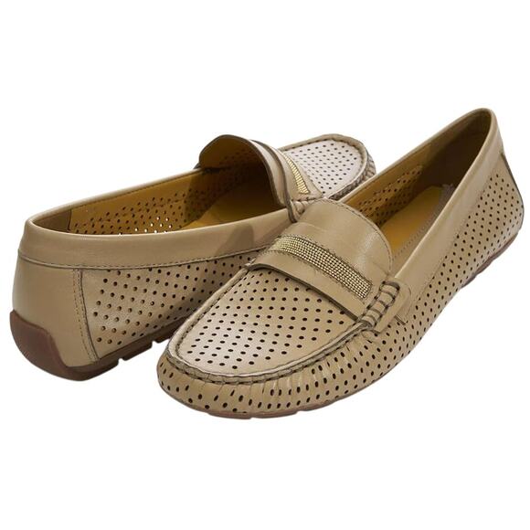 VANELI Womens Acris Flat Loafers US 6 M EU 36.5 Nude Tan Leather NIB - Picture 1 of 10